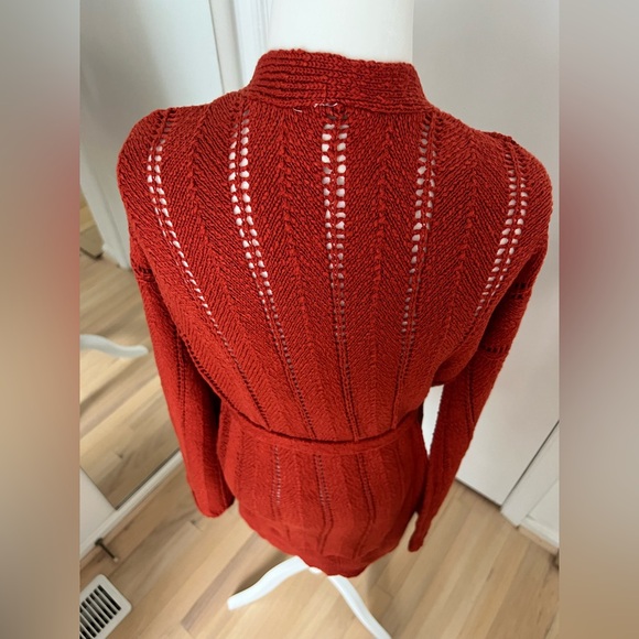 Anthropologie Rich Red Belted Cardigan - Picture 7 of 16